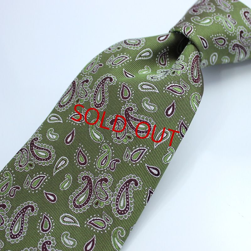 画像2: ネクタイ生地・ペーズリー０３/鶯色  (2)