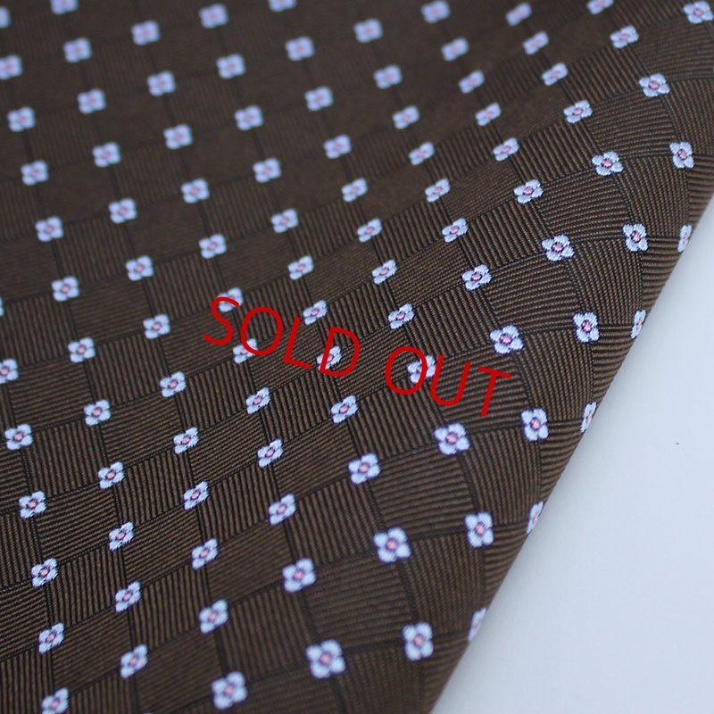 画像4: ネクタイ生地・花小紋・ココアブラウン (4)