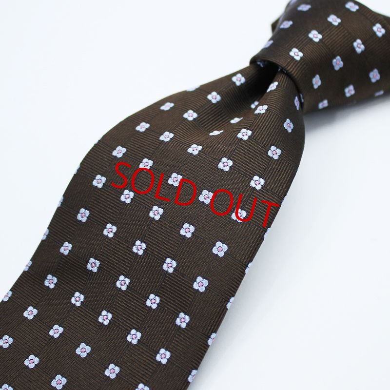 画像3: ネクタイ生地・花小紋・ココアブラウン (3)
