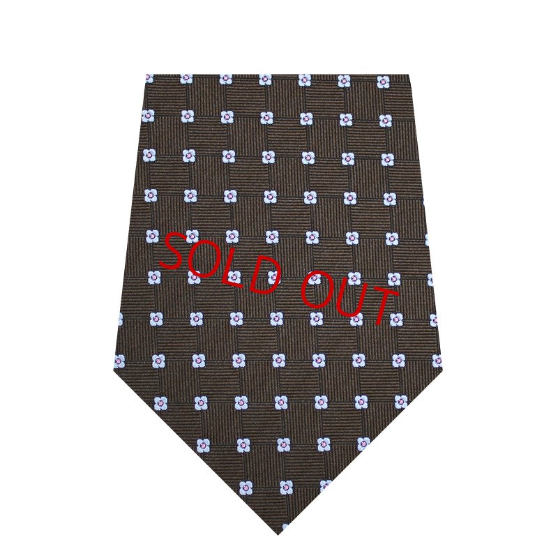 画像2: ネクタイ生地・花小紋・ココアブラウン (2)