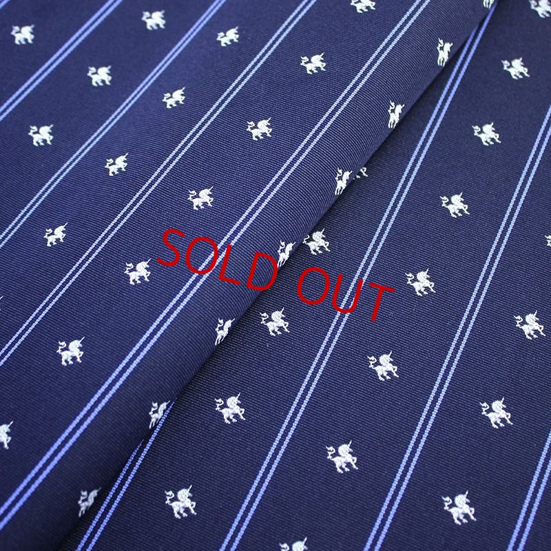 画像4: ネクタイキット/ユニコーンモチーフのクレストタイ・濃紺 (4)