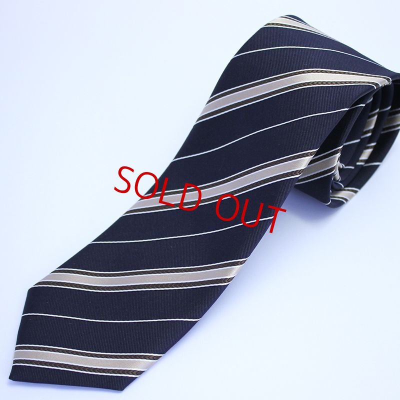 画像2: ネクタイ生地・ストライプ０６/シャンパンゴールドのストライプ (2)