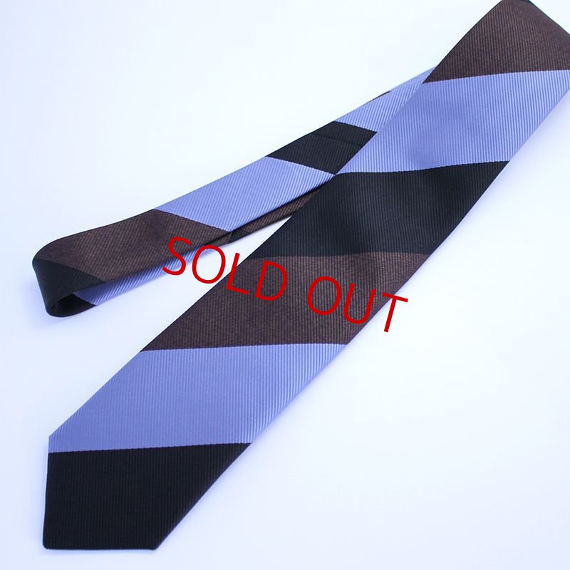 画像4: ネクタイ生地・レジメンタルストライプ/サックス×ブラウン×黒  (4)