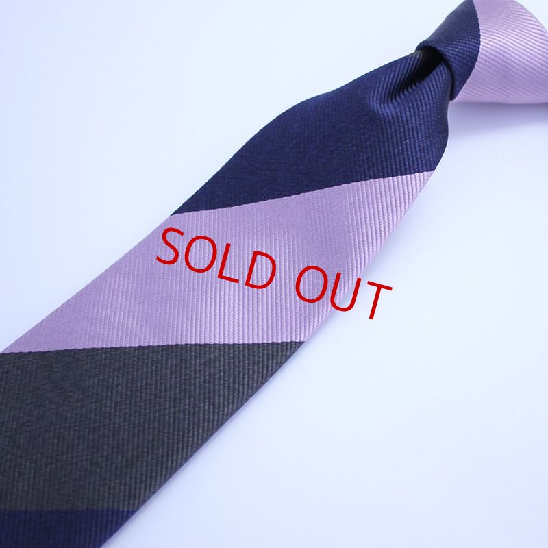 画像3: ネクタイ生地・レジメンタルストライプ/サーモンピンク×紺×グレー (3)