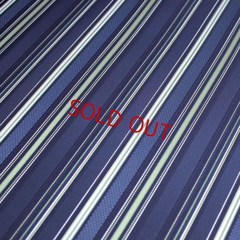 画像3: ネクタイ生地・ストライプ・藍色×薄きみどり (3)