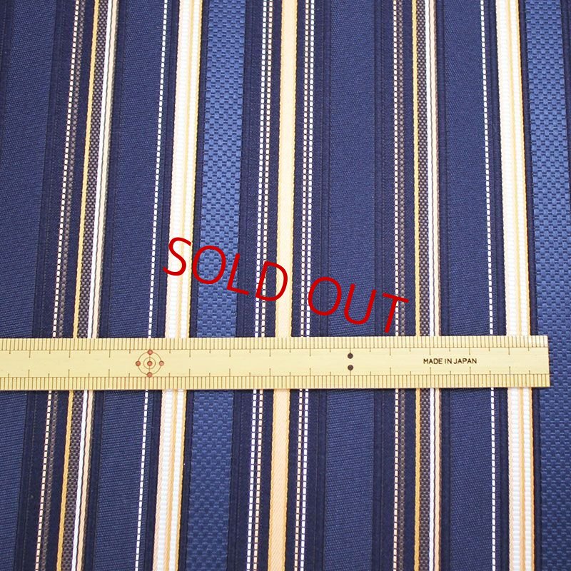 画像4: ネクタイ生地・ストライプ・藍色×金柑 (4)