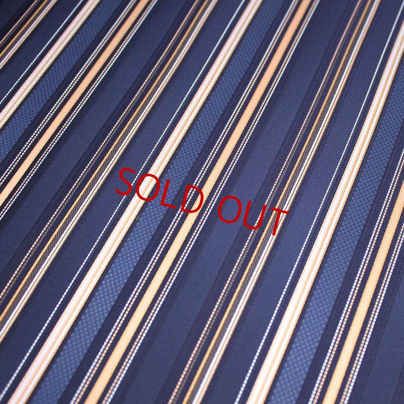 画像3: ネクタイ生地・ストライプ・藍色×金柑 (3)