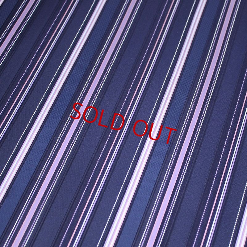 画像3: ネクタイ生地・ストライプ・藍色×薄紅ピンク (3)